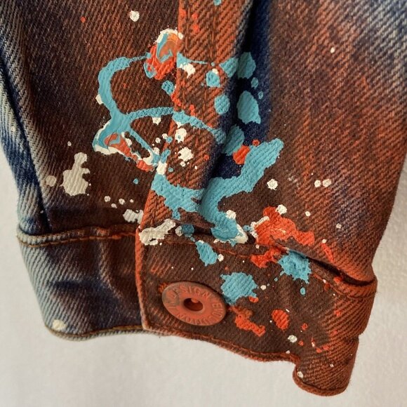 Evolution in Design Denim Jean Jacket Teen Boys Size Small Paint Splatter - Picture 6 of 16
